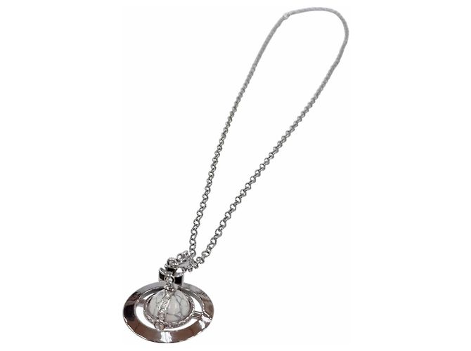 Collana Vivienne Westwood Orb Small Howlite Argento Bianco - vista 6
