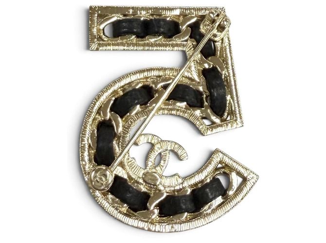 Spilla Chanel B23P No.5 Coco Mark con motivo a catena e strass Nero D'oro - vista 3