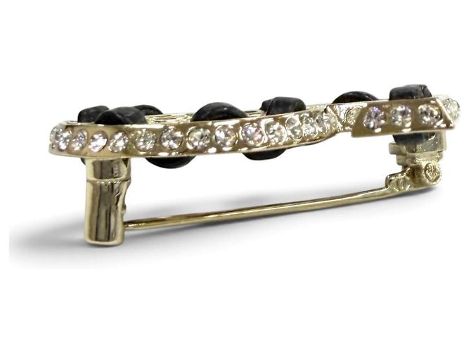 Spilla Chanel B23P No.5 Coco Mark con motivo a catena e strass Nero D'oro - vista 4