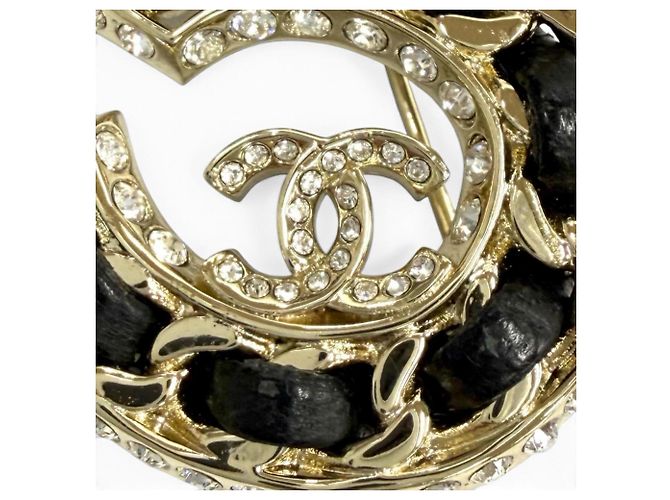 Spilla Chanel B23P No.5 Coco Mark con motivo a catena e strass Nero D'oro - vista 6