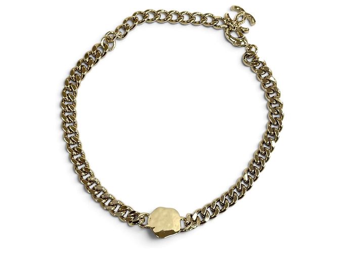 Chanel B22S Strass Coco Mark Eco Pearl Choker Halskette Weiß Golden - Ansicht 4