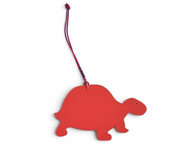 Hermès Petit H GM Red Navy Leather Turtle Bag Charm Rosso Blu navy - vista 5