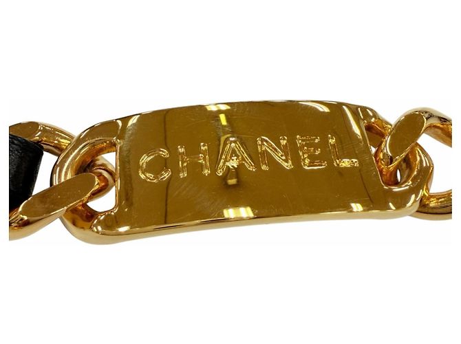 Chanel Vintage Kettengürtel mit Metall-Logo Schwarz Golden - Ansicht 6