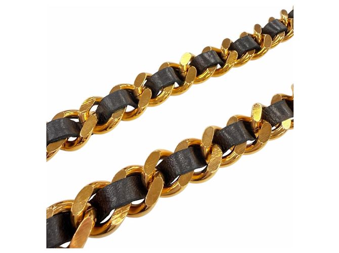 Chanel Vintage Kettengürtel mit Metall-Logo Schwarz Golden - Ansicht 7