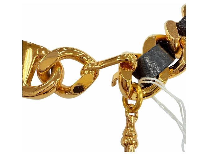 Chanel Vintage Kettengürtel mit Metall-Logo Schwarz Golden - Ansicht 8