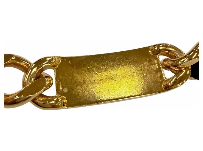 Chanel Vintage Kettengürtel mit Metall-Logo Schwarz Golden - Ansicht 9
