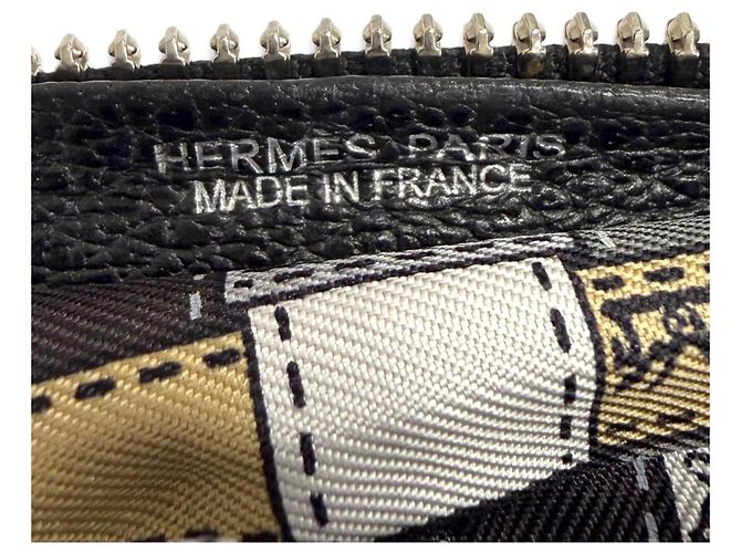 Hermès Bolso Tote HERMES Silky Pop Bolduc Check Leather Buffle Skipper Negro - vista 12
