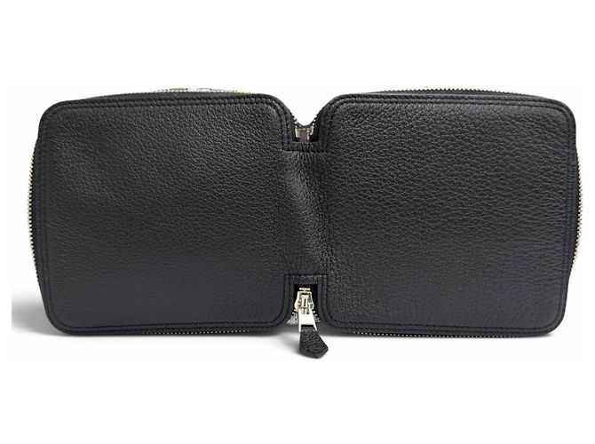 Hermès Bolso Tote HERMES Silky Pop Bolduc Check Leather Buffle Skipper Negro - vista 6