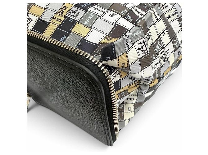 Hermès Bolso Tote HERMES Silky Pop Bolduc Check Leather Buffle Skipper Negro - vista 8