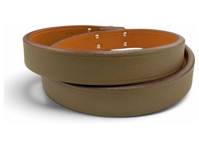 Hermès Bracciale Hermes Mini Kelly Double Tour in pelle Etoupe Gray Taupe - vista 4