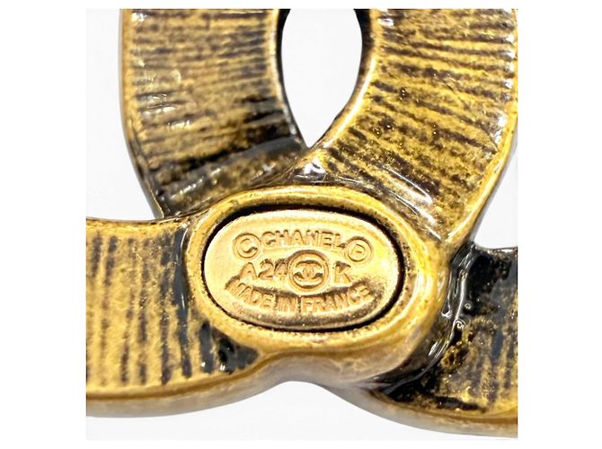 Boucles d'oreilles puces Chanel A24K Metal Coco Mark Doré - vue 7