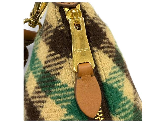 Miu Miu 5NE841 Spirit Gabardine Pouch Marrone Verde - vista 10