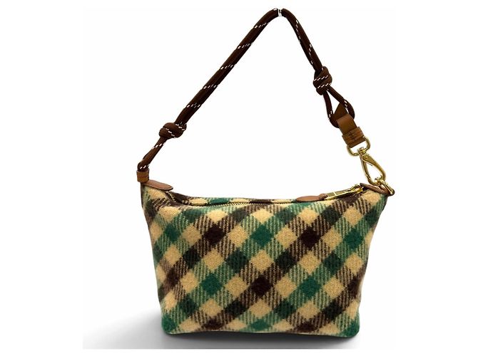 Miu Miu 5NE841 Spirit Gabardine Pouch Marrone Verde - vista 3