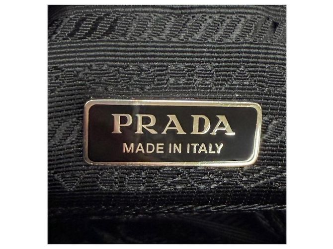 Prada Tasche aus blauem Frottee mit Dreiecks-Logo Marineblau - Ansicht 11