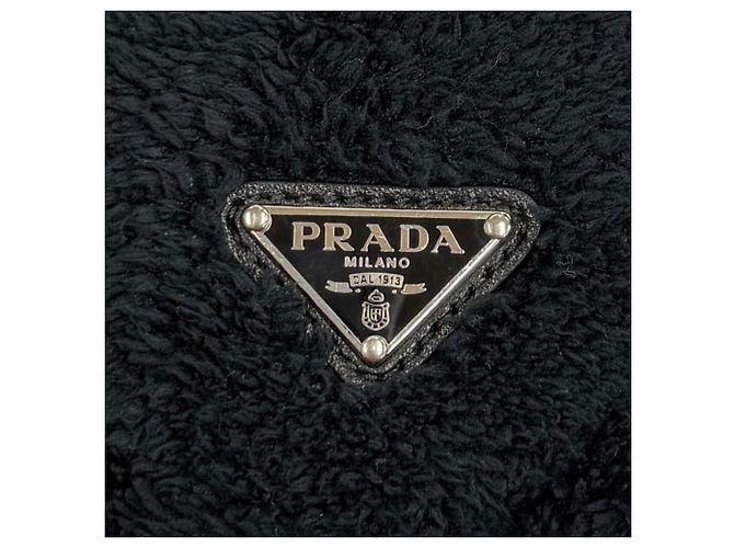 Prada Tasche aus blauem Frottee mit Dreiecks-Logo Marineblau - Ansicht 9