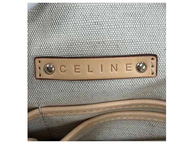Céline Bolso Tote de piel Celine Old Celine Sulky Logogram Carriage Pattern Castaño Gris - vista 10