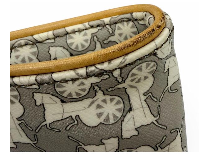 Céline Bolso Tote de piel Celine Old Celine Sulky Logogram Carriage Pattern Castaño Gris - vista 11