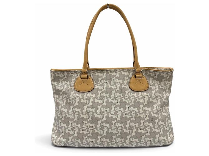 Céline Bolso Tote de piel Celine Old Celine Sulky Logogram Carriage Pattern Castaño Gris - vista 2