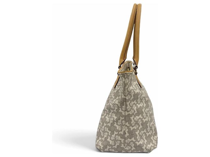 Céline Bolso Tote de piel Celine Old Celine Sulky Logogram Carriage Pattern Castaño Gris - vista 3