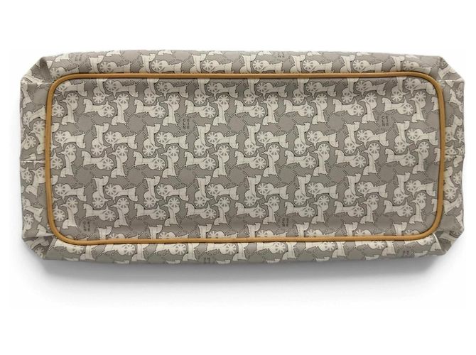 Céline Bolso Tote de piel Celine Old Celine Sulky Logogram Carriage Pattern Castaño Gris - vista 4