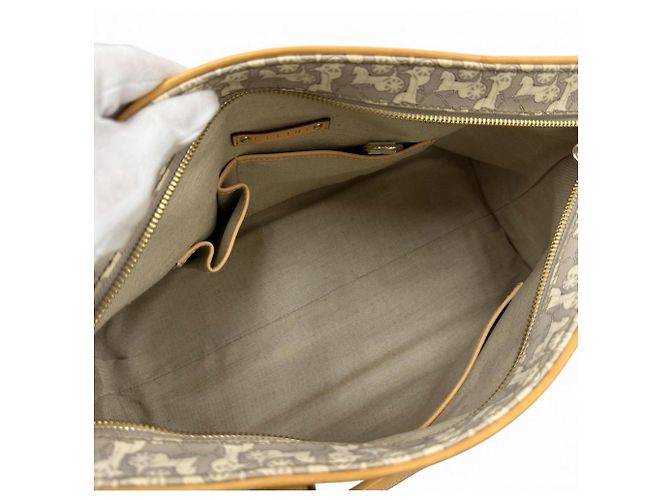 Céline Bolso Tote de piel Celine Old Celine Sulky Logogram Carriage Pattern Castaño Gris - vista 5