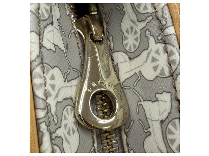 Céline Bolso Tote de piel Celine Old Celine Sulky Logogram Carriage Pattern Castaño Gris - vista 9