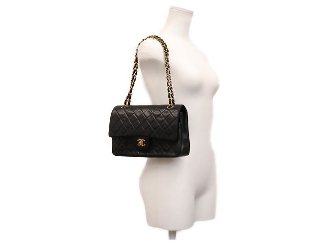 Bolso de hombro Chanel de piel de cordero acolchada negra Negro - vista 14
