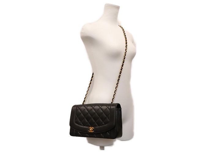 Borsa a tracolla Chanel A01165 Diana 25 in pelle d'agnello nera Nero - vista 8
