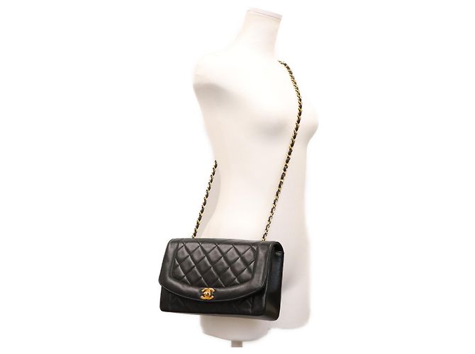 Borsa a tracolla Chanel A01165 Diana 25 in pelle d'agnello nera Nero - vista 13