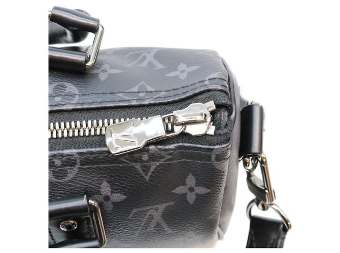 Louis Vuitton Monogram Eclipse Keepall Bandoulière 25 Boston Bag Black - view 10