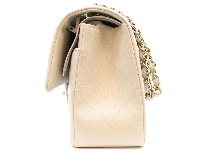 Borsa a tracolla Chanel in pelle caviar grigio chiaro Marrone - vista 2