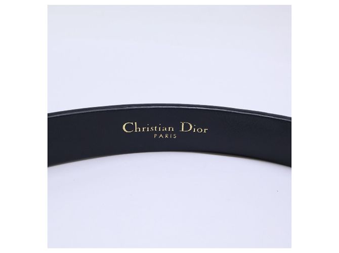Christian Dior schmaler Ledergürtel mit Schnalle Schwarz Golden - Ansicht 6