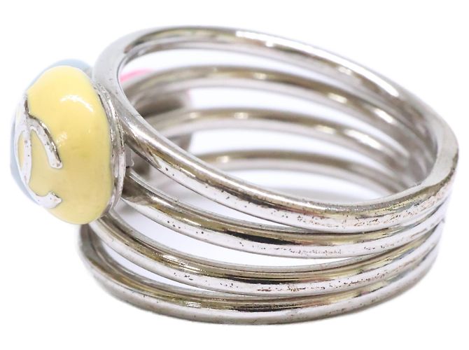 Bague émaillée Chanel Triple Coco Mark Argenté Multicolore - vue 2
