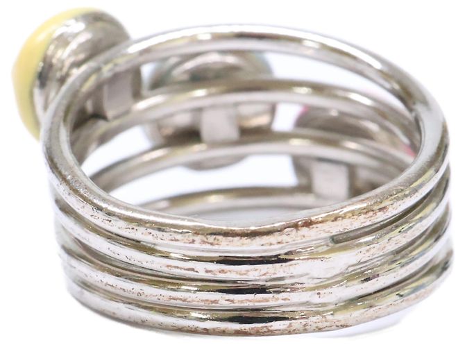 Bague émaillée Chanel Triple Coco Mark Argenté Multicolore - vue 3