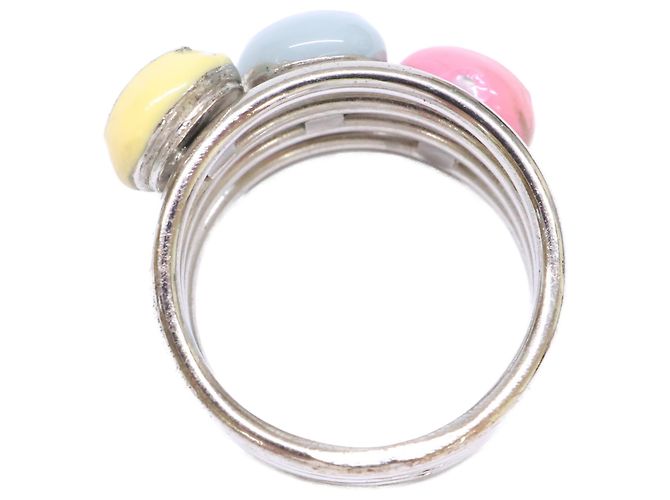 Bague émaillée Chanel Triple Coco Mark Argenté Multicolore - vue 5