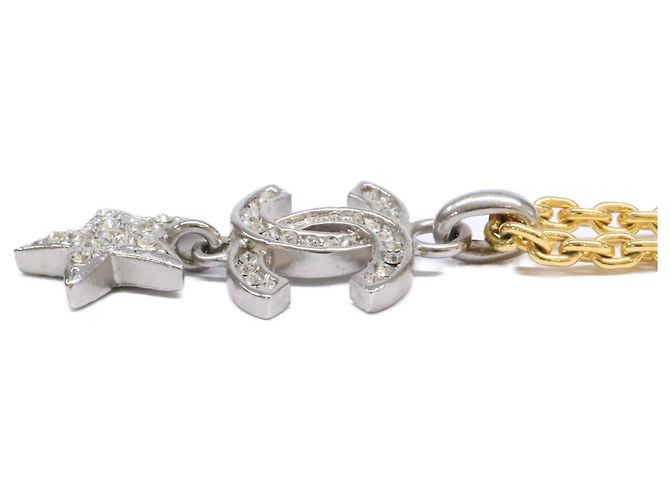 Colar longo Chanel F20A Coco Mark & Comet Prata Dourado - vista 3
