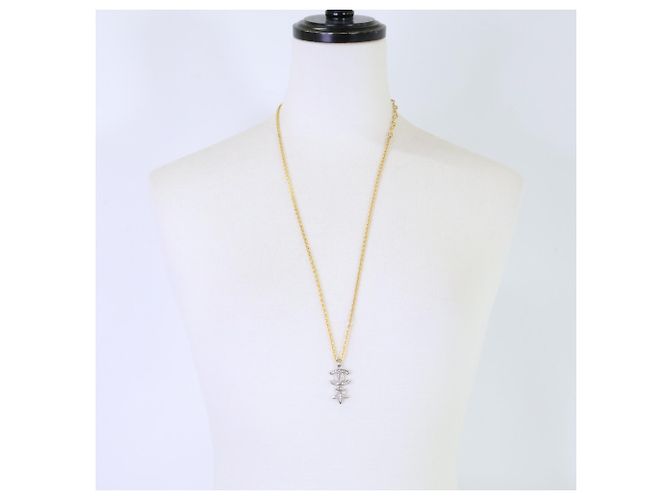 Colar longo Chanel F20A Coco Mark & Comet Prata Dourado - vista 9
