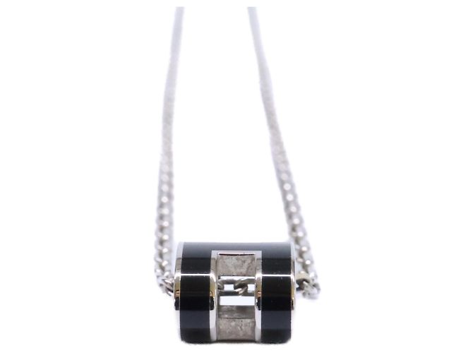 Hermès Collier Hermes Pop H Mini Noir Argenté - vue 4