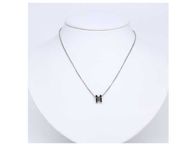 Hermès Collier Hermes Pop H Mini Noir Argenté - vue 9
