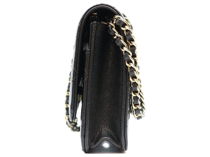 Borsa a tracolla portafoglio Chanel Classic Caviar con catena parzialmente decorata con strass Nero - vista 2