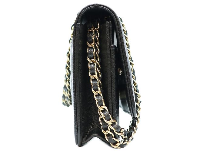 Borsa a tracolla portafoglio Chanel Classic Caviar con catena parzialmente decorata con strass Nero - vista 4