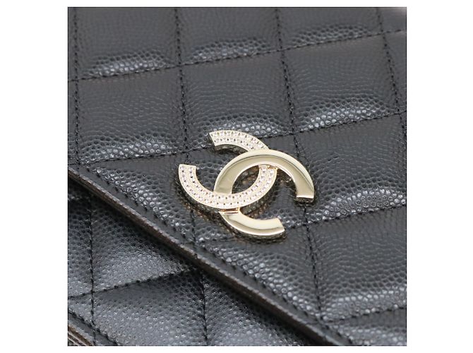 Borsa a tracolla portafoglio Chanel Classic Caviar con catena parzialmente decorata con strass Nero - vista 6