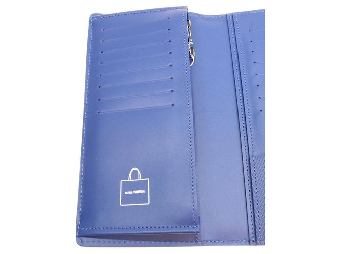 Louis Vuitton Cowhide Leather Long Wallet Blue Orange - view 4