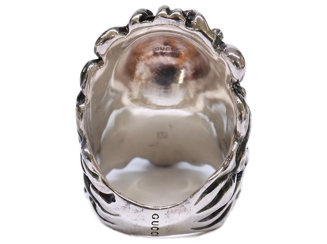 Anello Gucci Lion Head in vetro e cristalli Argento Verde - vista 3
