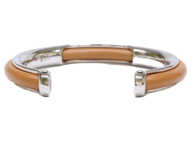 Hermès Bracelete de Couro e Metal Hermes Marrom Prata - vista 4