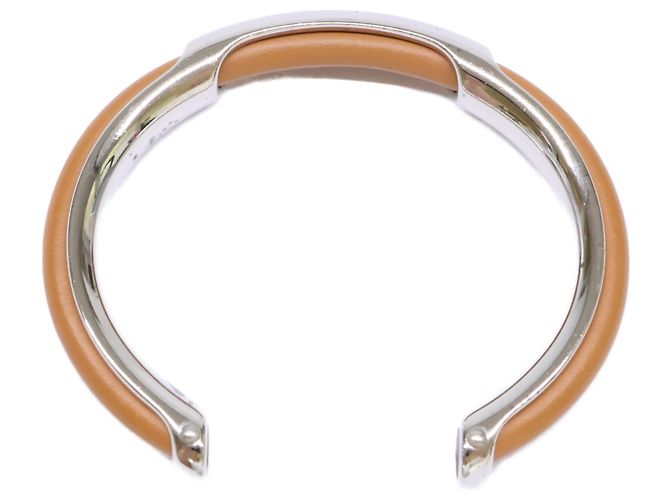 Hermès Bracelete de Couro e Metal Hermes Marrom Prata - vista 6