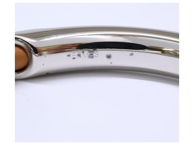 Hermès Bracelete de Couro e Metal Hermes Marrom Prata - vista 7