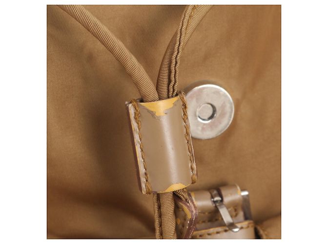 Prada Tessuto Nylon Triangle Logo Leather Backpack Brown - view 11