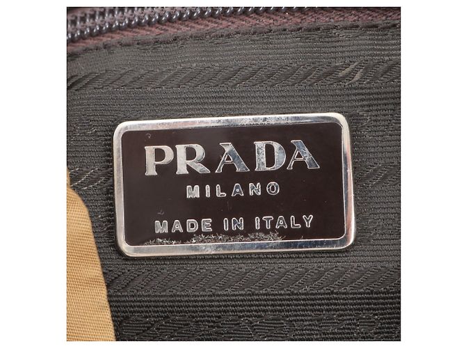 Prada Tessuto Nylon Triangle Logo Leather Backpack Brown - view 8