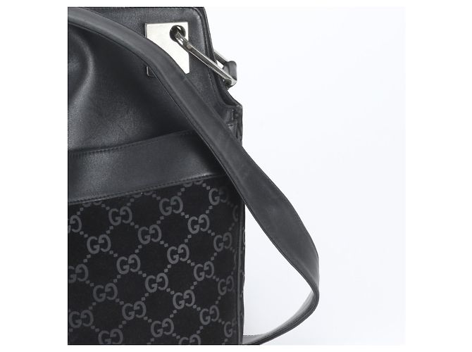 Borsa a tracolla Gucci GG in pelle scamosciata Nero - vista 2